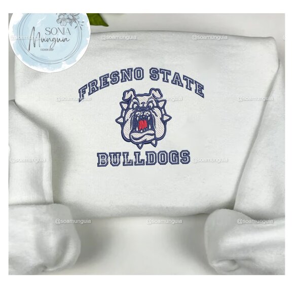 Fresno State Bulldogs NCAA Embroidered Shirt College Football Sweatshirt 198 - Picture 1 of 2